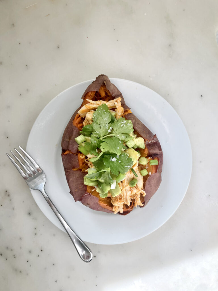 Healthy Buffalo Stuffed Sweet Potato that is simple and delicious 