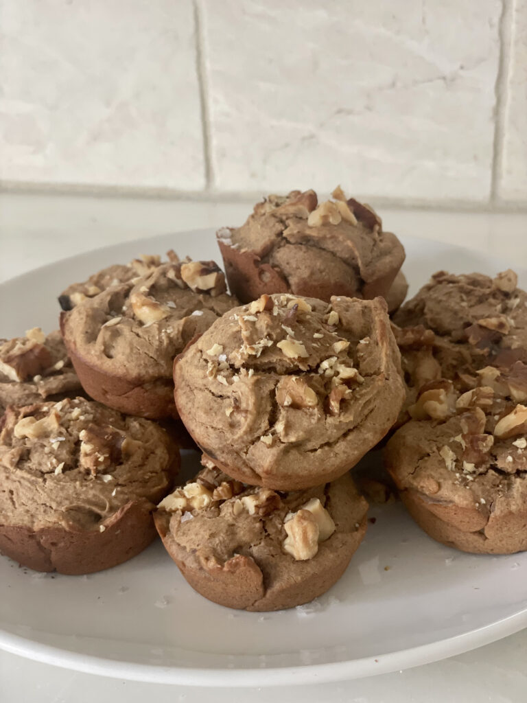 banana bread protein muffins, high protein blood sugar balancing breakfast that will keep you full for hours.
