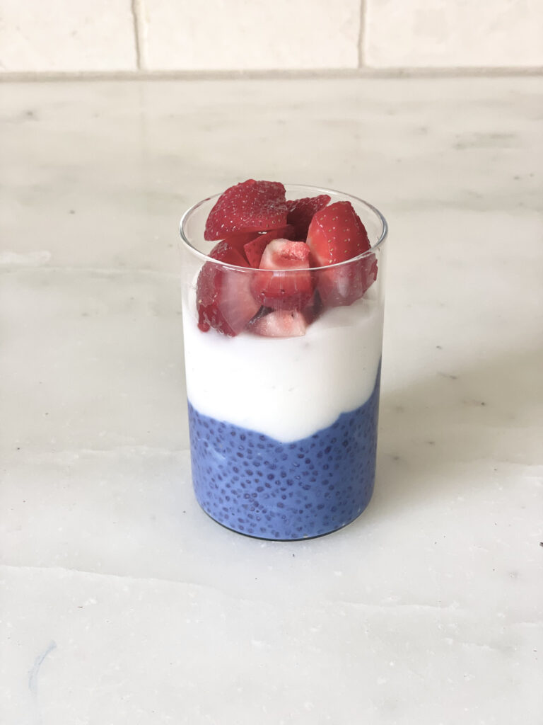 Fourth of July Blue Spirulina Chia Pudding High Protein and Fiber Breakfast