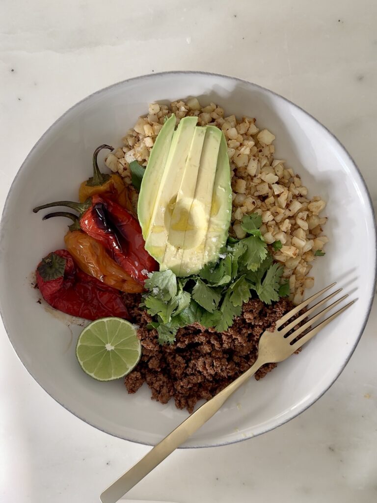 high protein taco bowl gluten free dairy free egg free healthy easy meal under 30 minutes 