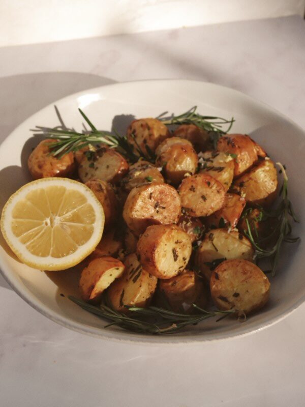 golden roasted potatoes with crispy edges fresh from the oven